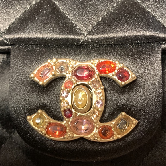 CHANEL Rare Rectangular East West Precious Gem Jewel Black💕Pink Bijoux Gold Bag - Picture 2 of 16